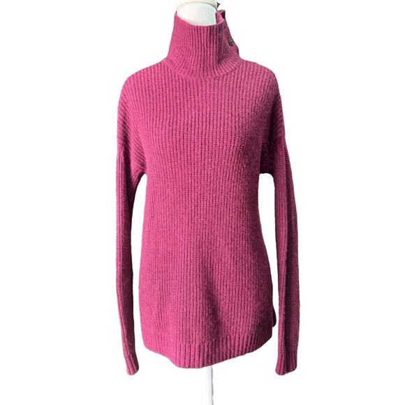 Garnet Hill Recycled Cashmere Raspberry Shimmer Turtleneck Tunic Sweater XS - Picture 1 of 9